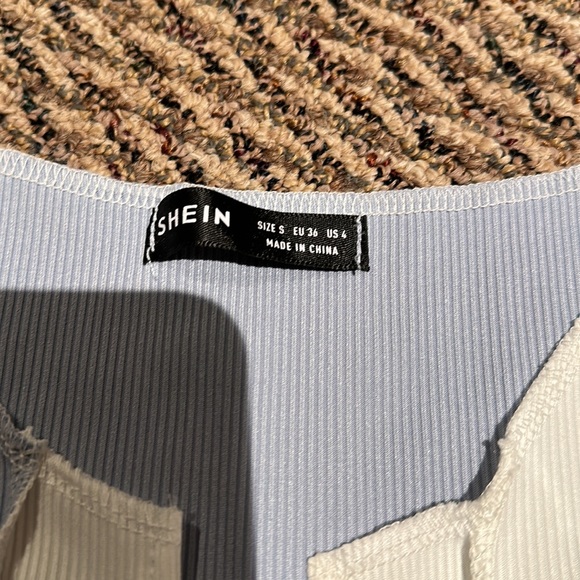 nwot shein blue and white ladder tie front tank crop top - Picture 4 of 4